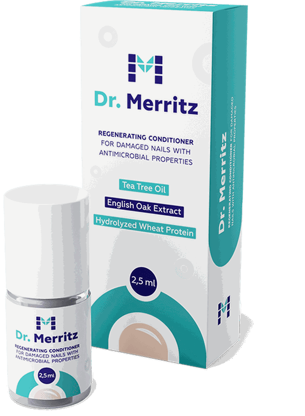 Kartonik i buteleczka Dr. Merritz 2,5 ml z pędzelkiem w zakrętce